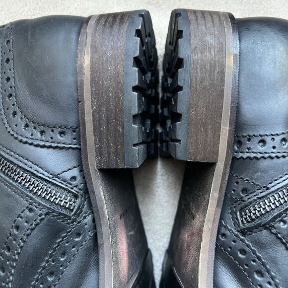 Blake McKay Black Leather Wingtip Ankle Boot Men 10.5 Classic Side Zip Lace Up - Picture 6 of 13